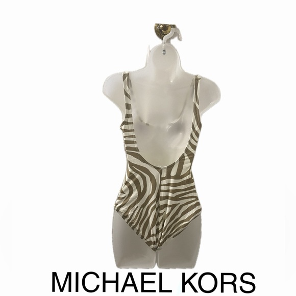 Michael Kors Zip Up Zebra Print One Piece Swimsuit - Picture 2 of 6